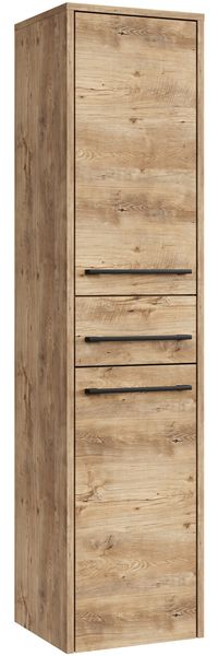 Badplaats Badezimmerschrank Florence 30 x 35 x 130 cm Kastanie Eiche - Hoch Badschrank mit 2 Türen und 1 Schublade