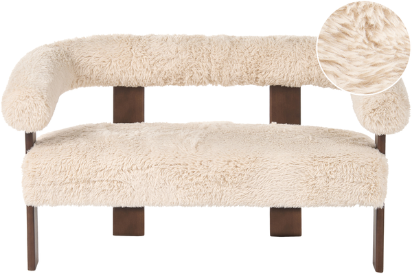Sofa 2-Sitzer ILBRO Webpelz Cremeweiß Dunkelbraun