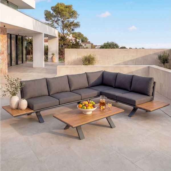 MCW Loungeset MCW-M62, (3-tlg), Mit verstellbaren Bodenschonern um Unebenheiten auszugleichen