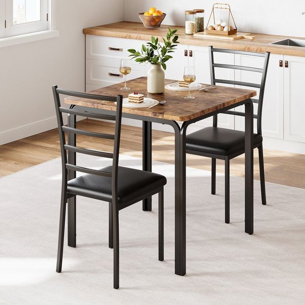 GarveeMore Essgruppe Ktichen Tisch mit 2 Stühlen für Küche & Esszimmer, Kompaktes Esszimmer-Set für kleine Räume(Tisch mit 2 Stühlen)