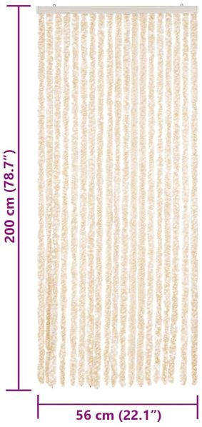 vidaXL Fliegenvorhang Beige und Weiß 56x200 cm Chenille 377340 Bild 7