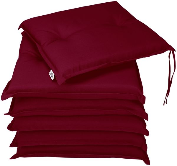 Deuba Stuhlauflagen 6er Set wasserabweisend Rot