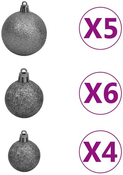 Künstlicher Weihnachtsbaum mit LEDs & Kugeln 150 cm 380 Zweige Bild 6