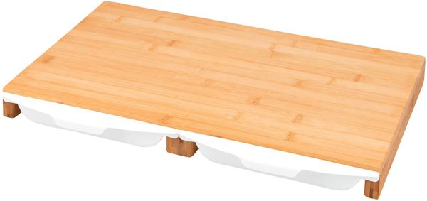 Schneidebrett mit 2 Auffangschalen aus Bambus ca. 49,5 x 28,5 cm