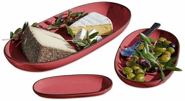 Mirabeau Geschirr-Set Servierplatte 3er Set Biarré rot, Steinzeug