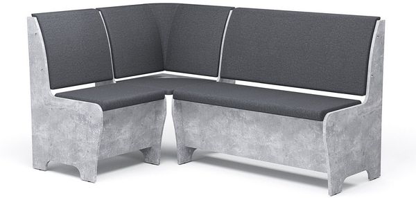 Rodnik Eckbank "Tunis", Grau, Betonoptik, Spanplatte, Sitze gepolstert, mit Stauraum, 150x120 cm