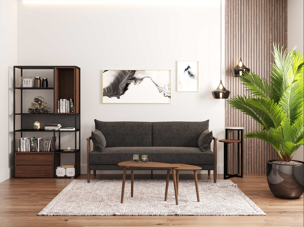 PLAYBOY - 3er Schlafsofa SYLVIE", gepolstertes Schlafsofa mit Arm- und Rückenlehne, Polyester in Anthrazit"