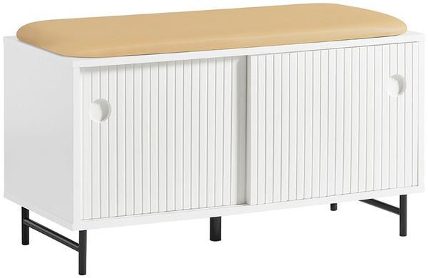 SoBuy FSR116-W Schuhbank, MDF, Lackiert, Weiß, 85 x 49 x 37 cm
