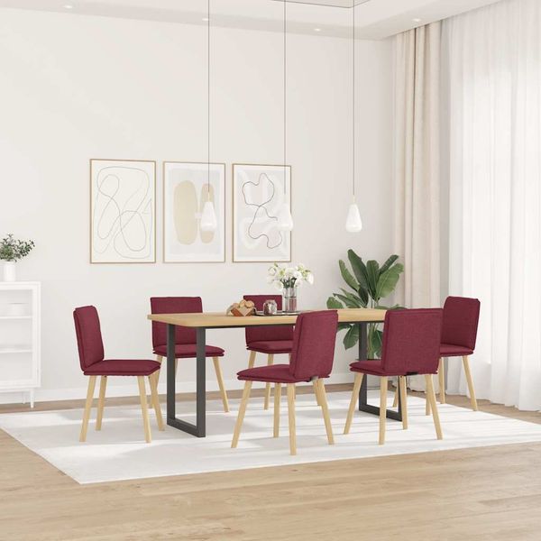 vidaXL Esszimmerstühle 6 Stk. Weinrot Stoff 3315628