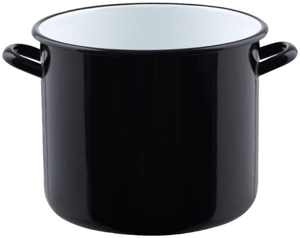 Riess Riesen Topf mit Bördel Ø24cm 8 Liter Schwarz Emaille Classic Riesen