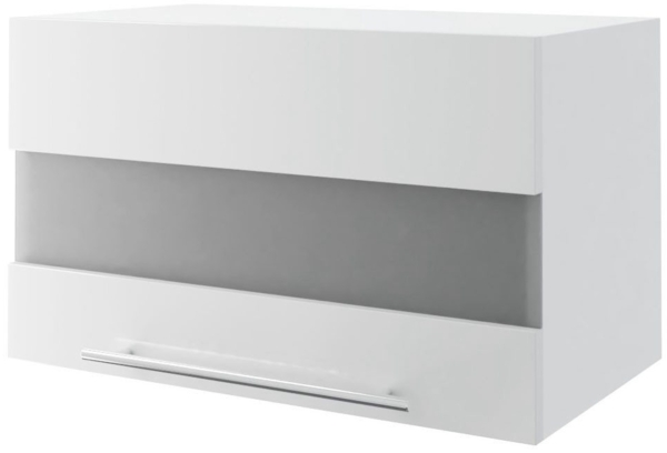 Küchenklapphängeschrank ESSEN 60x36cm Glaseinsatz Acryl Hochglanz Farbe: schwarz Hochglanz / weiß (ES-W4BS/60/LAM)