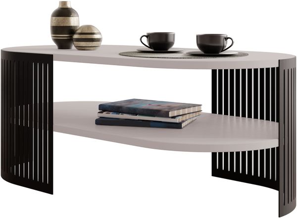 Couchtisch Fahugin Oval II (Farbe: Schwarz / Cashmere)