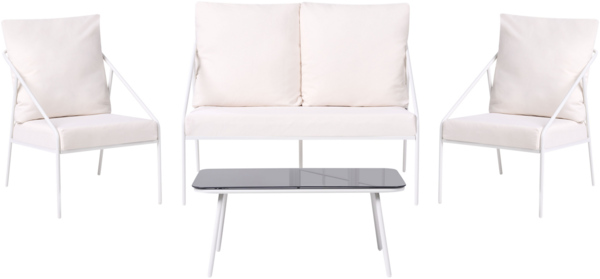 Lounge Set mit Tisch 4-Sitzer USTICA Metall Weiß