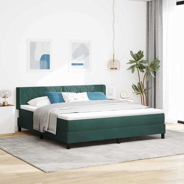 vidaXL Boxspringbett mit Kopfteil Dunkelgrün 200 x 180 cm Samt 3341537