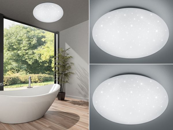 LED Sternenhimmel Deckenleuchte 2er Set Weiß IP44 Badlampen, Ø 37cm