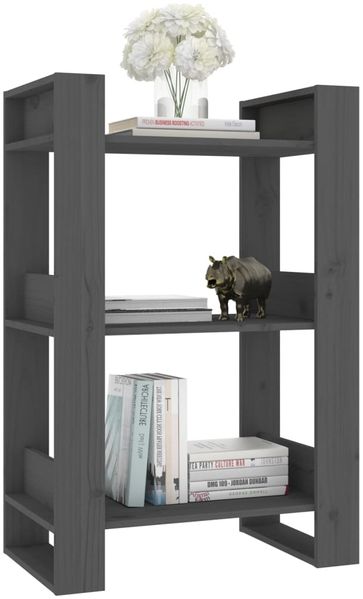 vidaXL Bücherregal/Raumteiler Grau 60x35x91 cm Massivholz Kiefer 813881 Bild 5