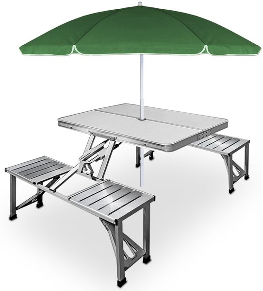 CASARIA® Campingtisch Klappbar mit Stühlen Schirmständer Alu Camping Klapptisch