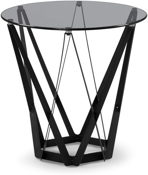 Beistelltisch >Mia< in grau/schwarz, Metall / Glas - 50x50cm (HxD)