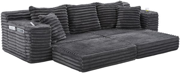 4-Sitzer Sofa B 273 x T 98 x H 87 cm aus Cord, frei kombinierbar mit Schlaffunktion Bild 7