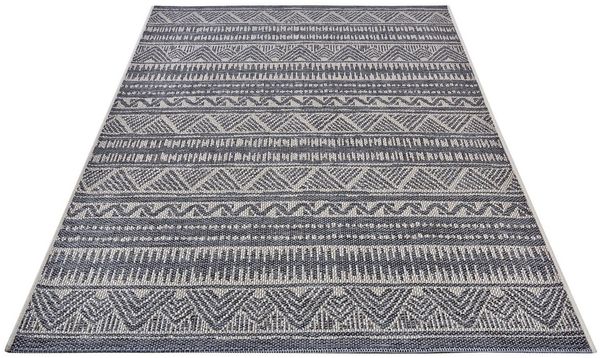 Hanse Home Loto Outdoor Teppich Wetterfest – Modernes Boho Ethno Muster Wasserfest, robuster Aussenteppich Flachgewebe für Garten, Balkon, Terrasse, Wohnzimmer – Beige, 63x120 cm