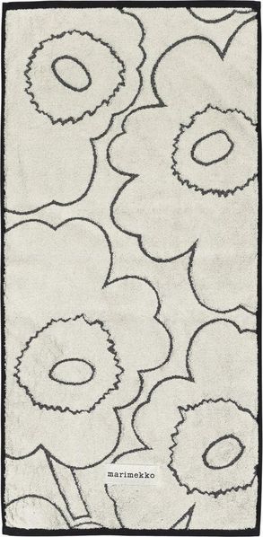 Marimekko Badetücher Handtuch Piirto Unikko Ivory / Black (50x100cm)