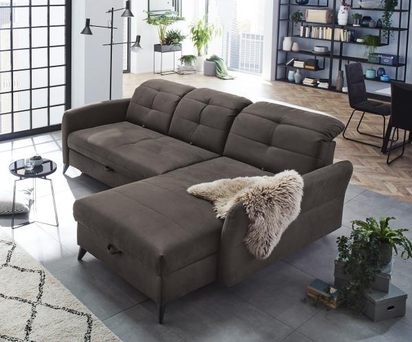 Jockenhöfer Schlafsofa Lamont 270x210 cm Dunkelbraun Recamiere variabel Sitztiefenverstellung Bettkasten