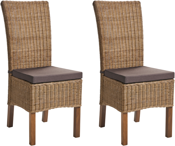 Esszimmerstuhl 2er Set ANDES Rattan Braun