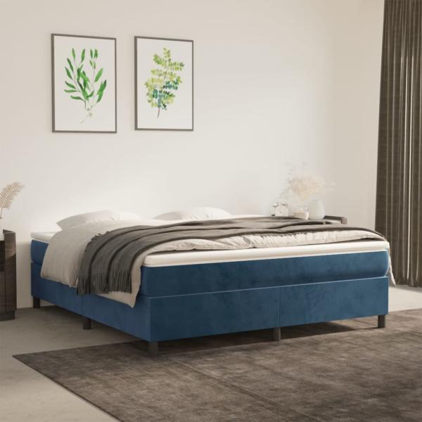 vidaXL Boxspringbett mit Matratze Dunkelblau 160x200 cm Samt 3144691