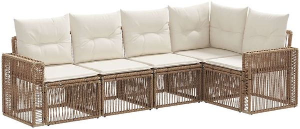 vidaXL Gartensofa-set 5 pcs Beige und Cremeweiß Poly-Rattan 3435123