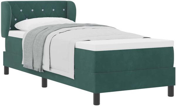 vidaXL Boxspringbett mit Matratze Dunkelgrün 80 x 200 cm Samt 3340307
