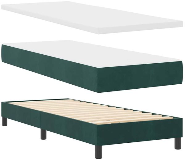 vidaXL Boxspringbett mit Kopfteil Dunkelgrün 80 x 200 cm Samt 3340307 Bild 4