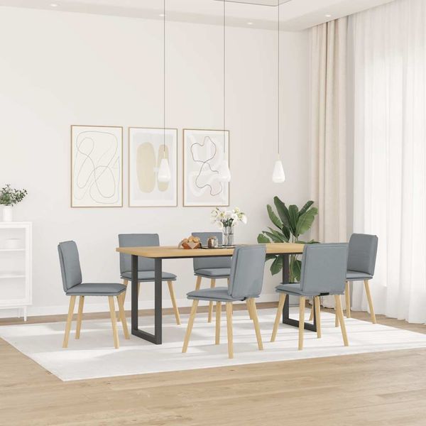 vidaXL Esszimmerstühle 6 Stk. Hellgrau Stoff 3315625