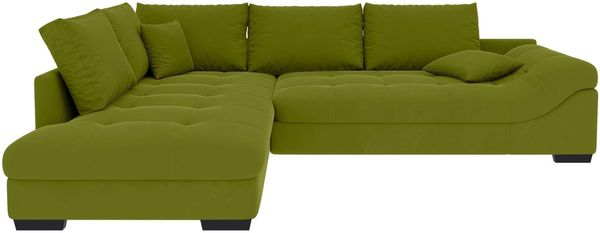 Couch Mykonos L Form in Samtstoff - Samtstoff - limette - Links