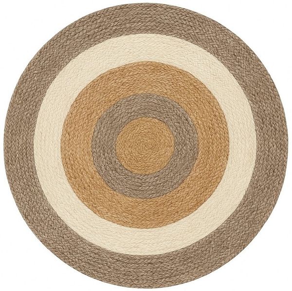 Wohnando Teppich MY-RUG Teppich Jute Balance, aus 100% Jute 100x100 cm, Rund, Höhe: 10 mm, handgewebt, Natürliches Material, Boho-Stil, wendbar