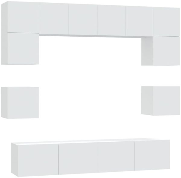 8-tlg. TV-Schrank, Lowboard TV Set Weiß Holzwerkstoff Bild 2