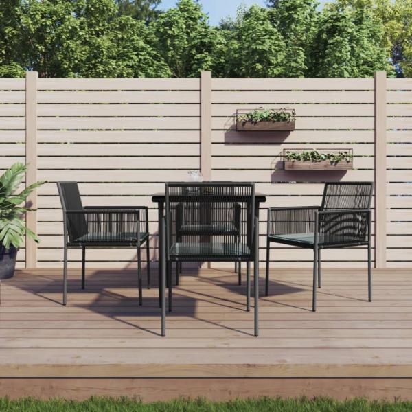 vidaXL 5-tlg. Garten-Essgruppe mit Kissen Schwarz Poly Rattan & Stahl 3187066