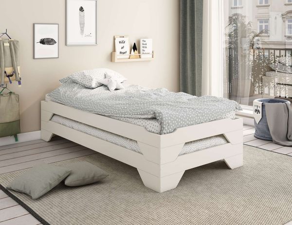 OTTO home Massivholzbett Melwine – Stapelbett aus massiver Kiefer, platzsparend & flexibel (2-tlg, in 2 Ausführungen- als Einzelbett oder Set aus 2 Betten), Mit Lattenrost, ideal als Gästebett, FSC® zertifiziert, Made in Europe