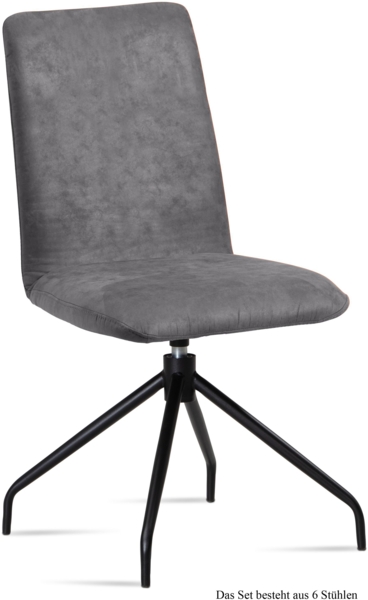 Esszimmerstuhl drehbar (6er-Set) Divona 47x92x60 Schwarz/Grau