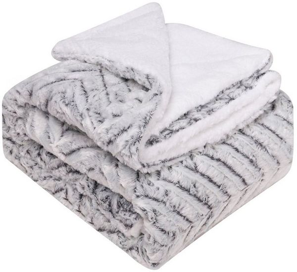 Rosnek Tagesdecke Doppellagig, warm, zottelig, dick, für Babydecke Sofa Bettwäsche, Winter Geschenk