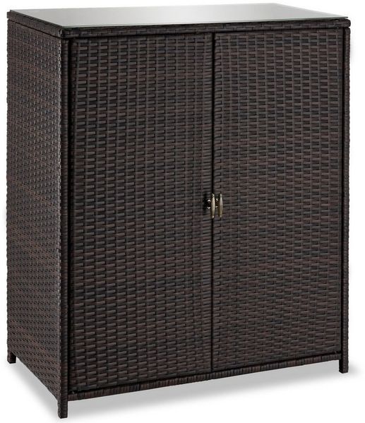 tectake Geräteschrank Aluminium Gartenschrank, 75 kg Belastbarkeit, 84,5 x 40,5 x 103,5 cm (Rattanschrank, 1-St, 1 St) wetterfest und UV-beständig, Magnetschloss, Einlegeböden herausnehmbar