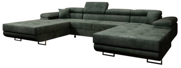 Luxusbetten24 Schlafsofa Designer Sofa Calvera U in Cord, mit Stauraum und Schlaffunktion Bild 4