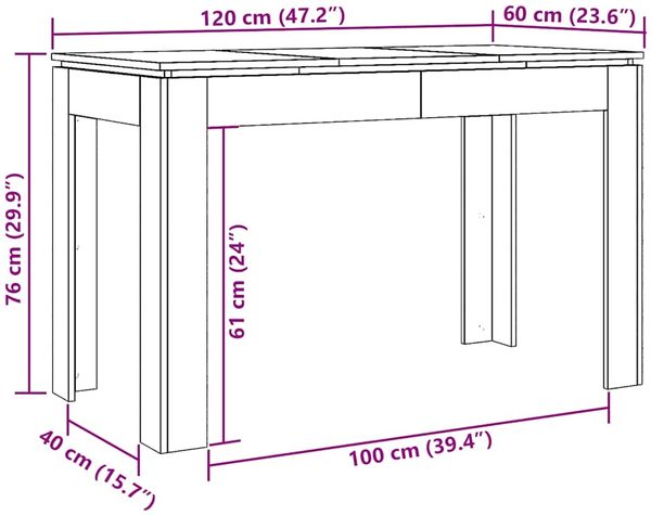 vidaXL Esstisch Altholz-Optik 120x60x76 cm Holzwerkstoff 855902 Bild 9