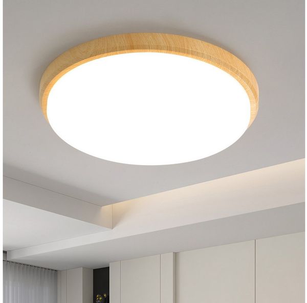 JDONG LED Deckenleuchte Flach Eckig/Rund/Holzolzoptik Deckenlampe, LED fest integriert, Tageslichtweiß, Modern Neutralweiß 4000K Lampe für Schlafzimmer Büro