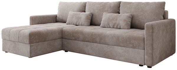 Luxusbetten24 Schlafsofa Designer Sofa Roma in Cord, mit Stauraum und Schlaffunktion