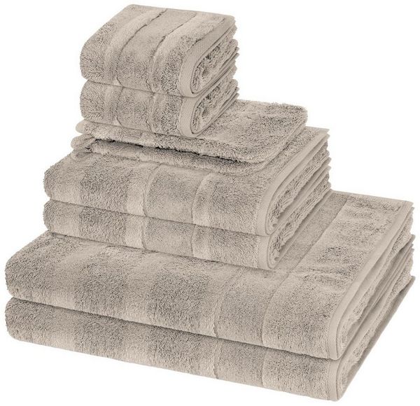 Cawö Handtuch Set Noblesse, Walkfrottee (Spar-Set, 8-St), 2 X Wasch- 2 X Gäste- 2 X Dusch- 2 X Handtuch im Set - Baumwolle