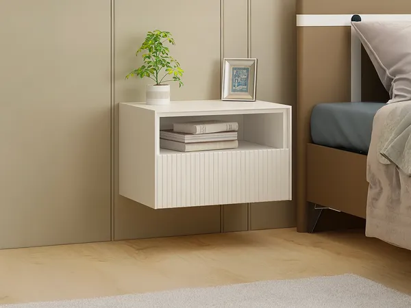 Vente-unique - Set mit 2 Hängekommoden - MDF - Weiß - CALDRIN von Pascal Morabito