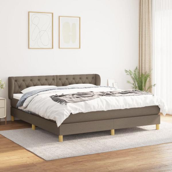 Doppelbett, Polsterbett mit Matratze Stoff Taupe 160x200 cm