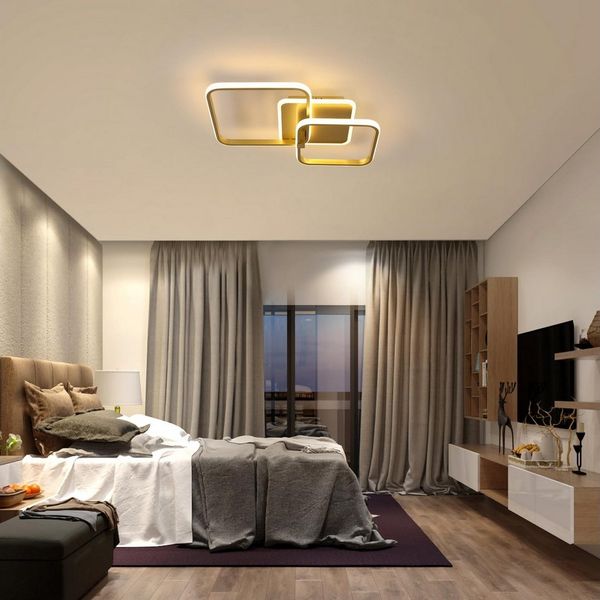 Riserva LED Deckenleuchte Quadratische LED Deckenleuchte Gold, 52W 3000K Warmlicht, 52x38cm