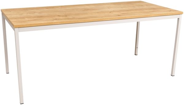 Furni24 Rechteckiger Universaltisch mit laminierter Platte Eiche 160 x 80 x 75 cm, Metallgestell und niveauausgleichs Füßen, ideal im Homeoffice als Schreibtisch, Konferenztisch, Computertisch, Esstisch