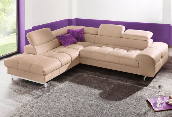 COTTA Ecksofa Chef L-Form, mit Kopfteilverstellung, wahlweise mit Bettfunktion